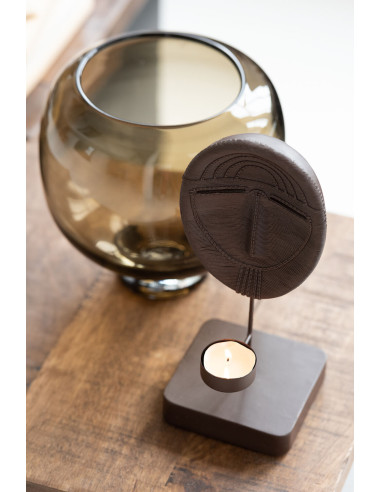 Vase sur pied en verre rond brun foncé petitJ-Line