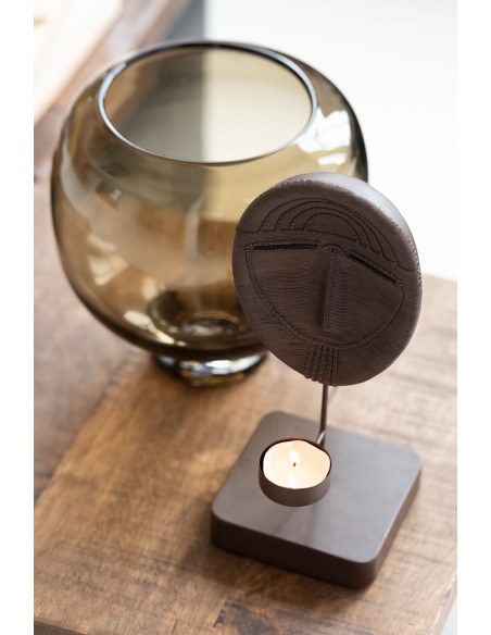 Vase sur pied en verre rond brun foncé petitJ-Line