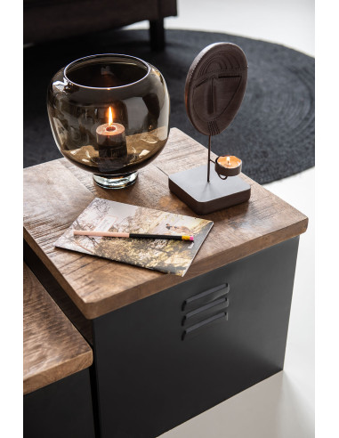 Vase sur pied en verre rond brun foncé petitJ-Line