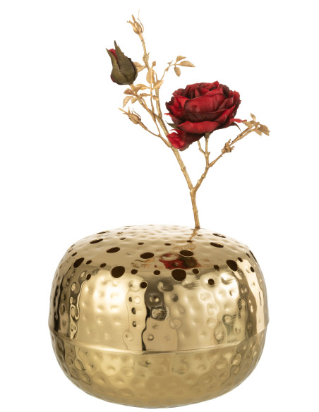 Vase boule avec trous en métal doré grandJ-Line