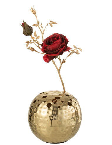 Vase boule avec trous en métal doré petitJ-Line