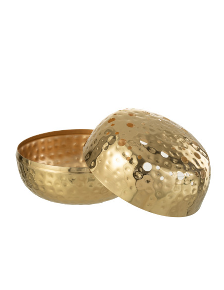 Vase boule avec trous en métal doré grandJ-Line