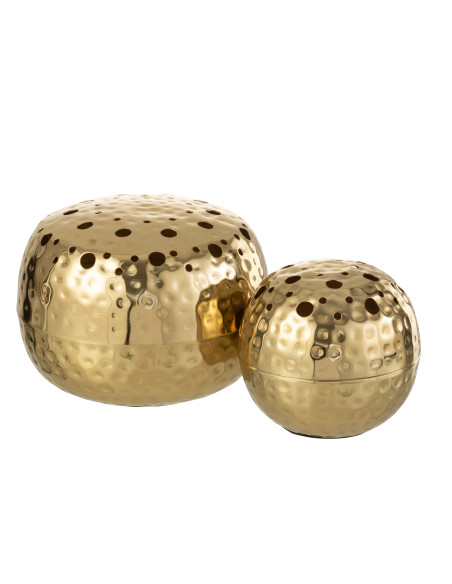 Vase boule avec trous en métal doré grandJ-Line
