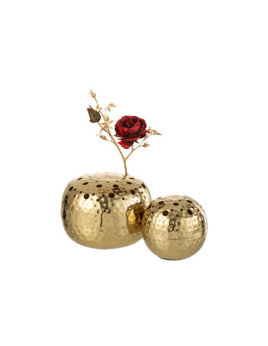 Vase boule avec trous en métal doré grandJ-Line