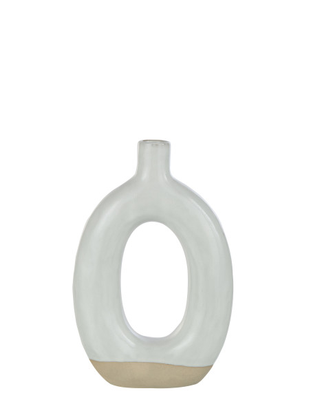 Grand vase en porcelaine blanc/beige en forme de cercleJ-Line Grand vase en porcelaine blanc/beige en forme de cercleJ-Line