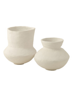 Pot en papier mâché blanc archaïqueJ-Line 2