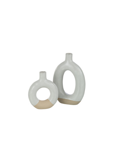 Grand vase en porcelaine blanc/beige en forme de cercleJ-Line