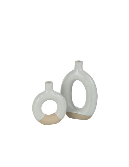 Grand vase en porcelaine blanc/beige en forme de cercleJ-Line Grand vase en porcelaine blanc/beige en forme de cercleJ-Line