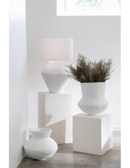 Pot en papier mâché blanc archaïqueJ-Line Pot en papier mâché blanc archaïqueJ-Line