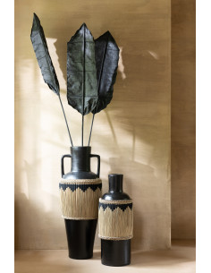 Motif de vase en terre cuite / jonc de mer noir / naturelJ-Line 2