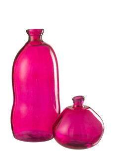 Vase en verre ovale fuchsiaJ-Line 2