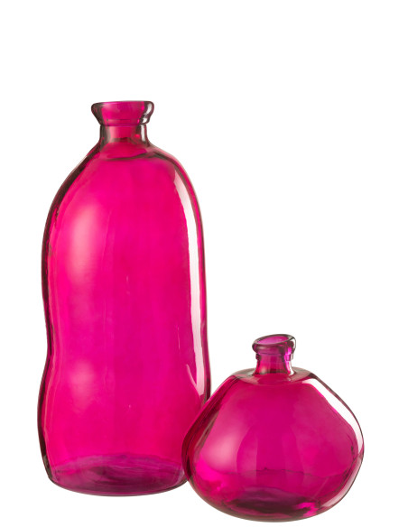 Vase en verre ovale fuchsiaJ-Line Vase en verre ovale fuchsiaJ-Line