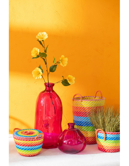 Vase en verre ovale fuchsiaJ-Line Vase en verre ovale fuchsiaJ-Line