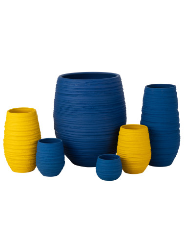POT DE FLEURS FIESTA CÉRAMIQUE BLEU GRANDJ-Line