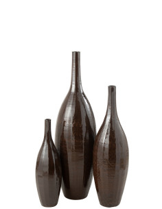 Vase Bouteille Terre Brillante Marron LargeJ-Line 2