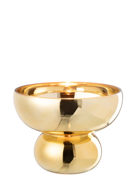 Bol en verre à pied arrondi doréJ-Line Bol en verre à pied arrondi doréJ-Line