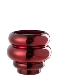 Porte-bougie/vase Cléa en verre rouge foncéJ-Line 2