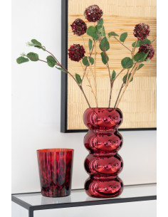 Vase Chenille Verre Rouge FoncéJ-Line 2