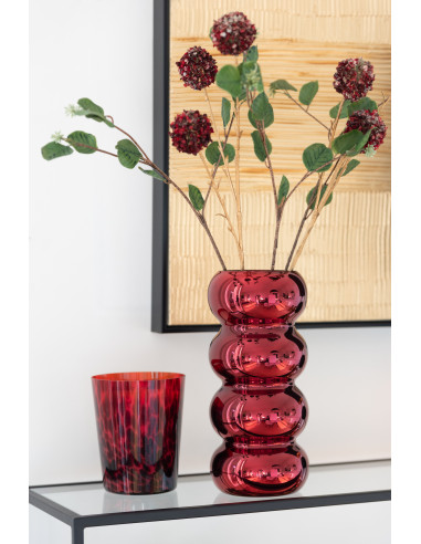 Vase Chenille Verre Rouge FoncéJ-Line