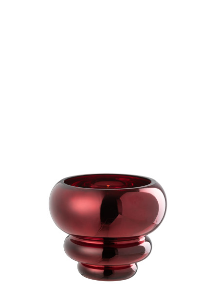 Porte-bougie/vase en verre Julia rouge foncéJ-Line