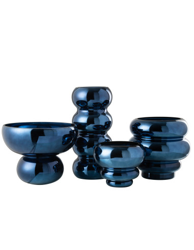 Bol en verre à pied arrondi bleuJ-Line