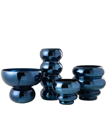 Bol en verre à pied arrondi bleuJ-Line