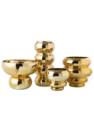 Bol en verre à pied arrondi doréJ-Line