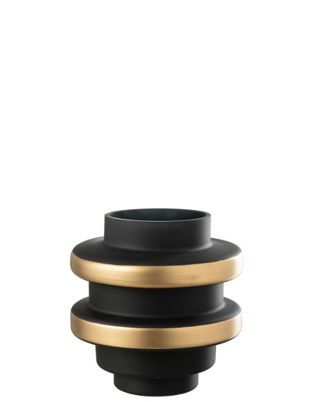 Vase en verre noir/or Kyle grandJ-Line Vase en verre noir/or Kyle grandJ-Line