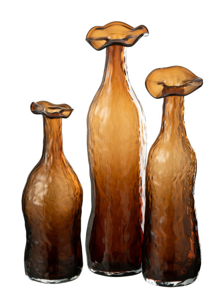 Vase en verre marron grand en fleursJ-Line