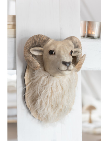 Tête de chèvre suspendue en poly beige petitJ-Line
