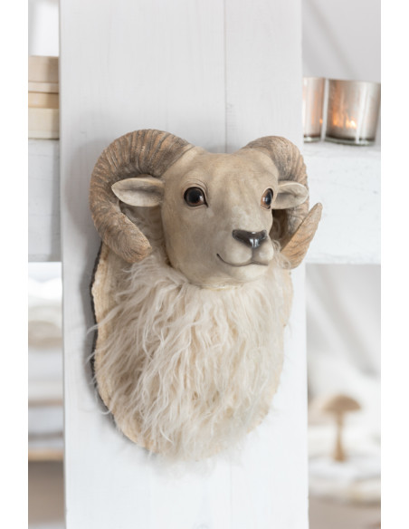 Tête de chèvre suspendue en poly beige petitJ-Line