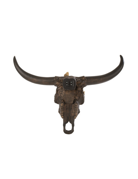 Crâne de bœuf Papillon Résine Marron/Or GrandJ-Line