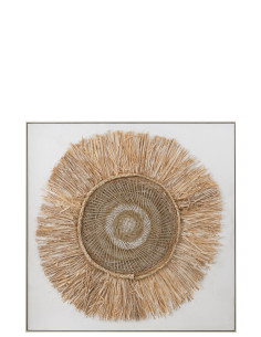 Décoration murale Ibiza Cercle Toile/Peinture Crème/Blanc GrandJ-Line