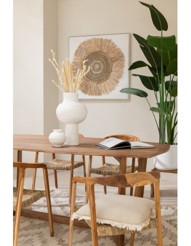 Décoration murale Ibiza Cercle Toile/Peinture Crème/Blanc GrandJ-Line