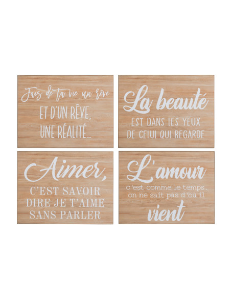 Panneau horizontal en bois naturel avec texte blanc assorti de 4J-Line