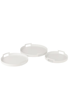 Ensemble de 3 plateaux ronds en métal blancJ-Line