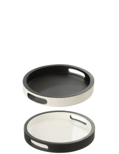 Plateau en bois assorti noir/blanc de 2J-Line