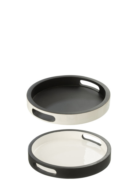 Plateau en bois assorti noir/blanc de 2J-Line