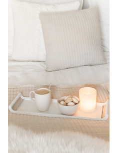 Ensemble de 2 plateaux rectangulaires en métal blanc.J-Line 2