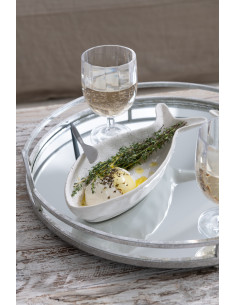 Ensemble de 2 plateaux ronds en miroir en fer argentéJ-Line 2