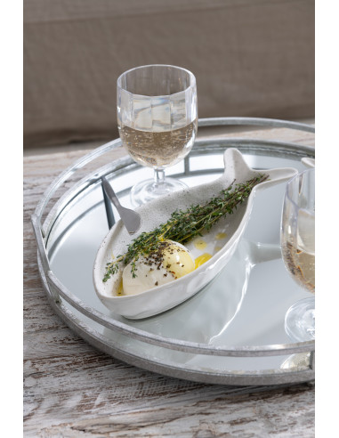 Ensemble de 2 plateaux ronds en miroir en fer argentéJ-Line