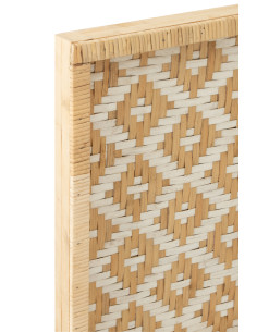 Motifs carrés de plateau en rotin naturel/blancJ-Line 2
