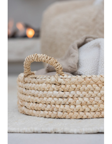 Ensemble de 2 plateaux ronds en écorce de maïs/contreplaqué naturelJ-Line