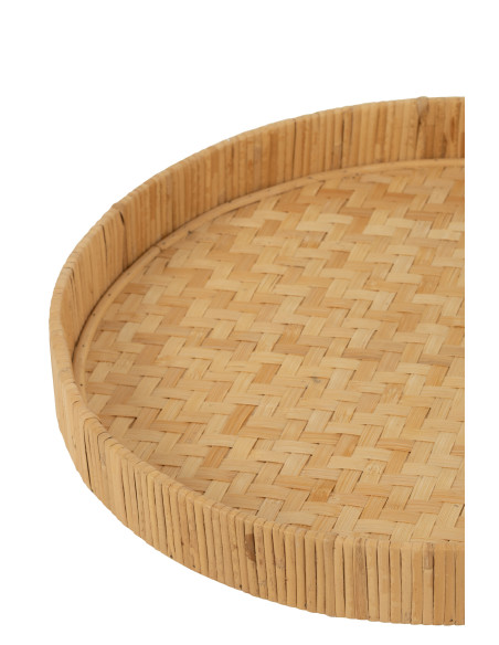 Ensemble de 2 assiettes rondes en bambou/canne naturelles.J-Line
