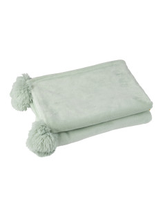 Tissu à carreaux en polyester avec pompon vert clairJ-Line 2