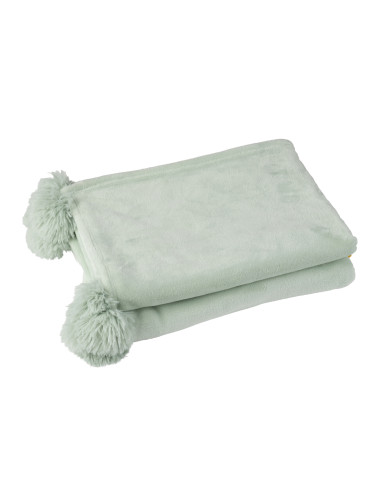 Tissu à carreaux en polyester avec pompon vert clairJ-Line