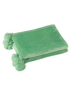 Tissu à carreaux en polyester vert vif avec pomponJ-Line 2