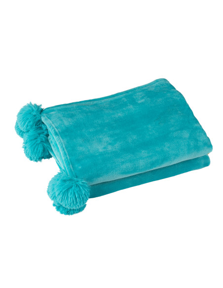 Carreaux en polyester avec pompon azurJ-Line