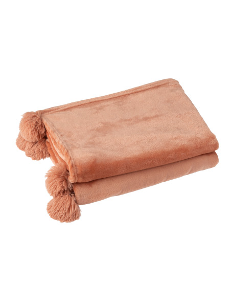 Tissu à carreaux en polyester avec pompon en pêcheJ-Line