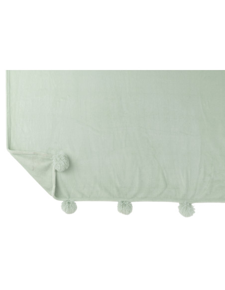 Tissu à carreaux en polyester avec pompon vert clairJ-Line